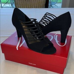 Impo Black Stretch Strappy Women's Heels